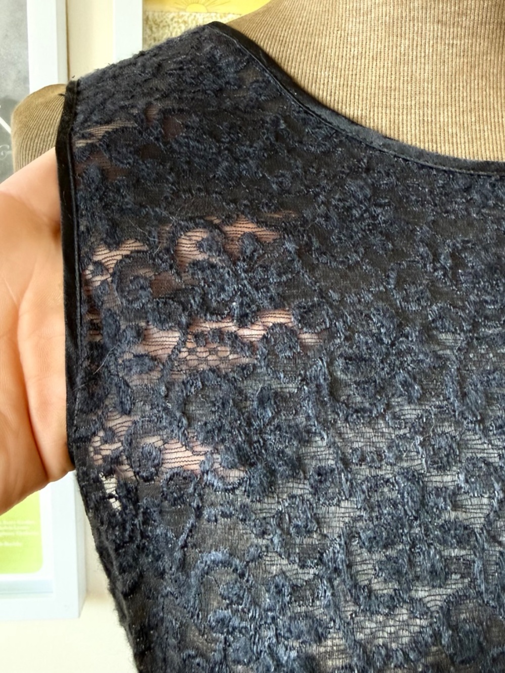 Vintage 90s Black Satin & Floral Lace Maxi Dress โ Empire Waist Gothic Romantic - Picture 5 of 10
